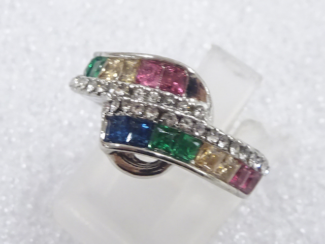 JAPANESE KIMONO / ANTIQUE COLORED STONE RING (SIZE 9)
